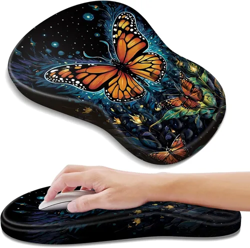 Vista 8 de YIWEI Alfombrilla de mouse ergonómica con soporte para muñeca, alfombrilla de mouse de espuma viscoelástica de gel para teclado de computadora