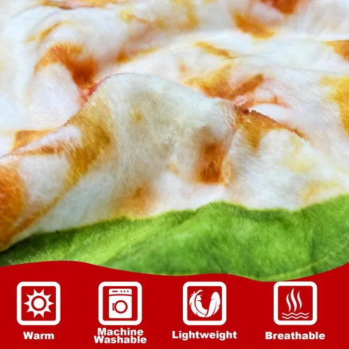 Vista 6 de Manta redonda de tortilla para adultos, manta grande de franela suave y cómoda con diseño de queso y pizza, manta para niños, artículos extraños
