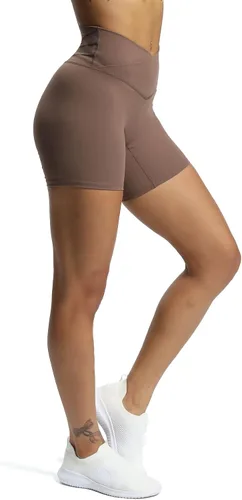 Vista 6 de Aoxjox Trinity - Pantalones cortos de ciclismo para mujer, cintura cruzada, cintura cruzada, cintura alta, ejercicio, atletismo, gimnasio, correr