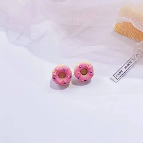 Vista 2 de Aretes de resina con forma de donas dulces para tartas y alimentos, para mujeres y niñas