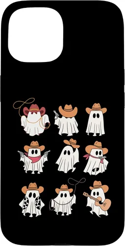 Vista 6 de Carcasa espeluznante divertida para iPhone 16 Boo Haw Western Cowboy Ghost Cowgirl