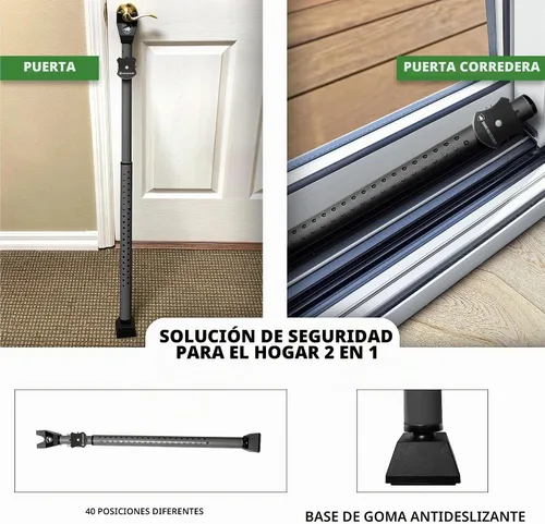 Vista 3 de Guard Dog Security Puerta Jammer 2 en 1 Perilla de puerta ajustable Jammer y barra de seguridad para puerta de patio corrediza – 40 ajustes Negro
