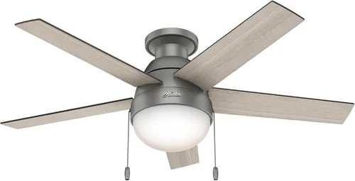 Vista 14 de Hunter Anslee, Ventilador de techo, para interiores, con luz LED, 46 Acabado cepillo níquel (Brushed Nickel Finish)