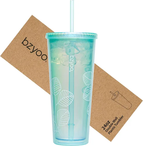 Vista 11 de bzyoo Vaso SIP de 24 oz con Tapa de Popote en Forma de Corazón con Alas – Vaso Iridiscente de Diseño Lindo DotDot, Taza Libre de BPA con Tapa