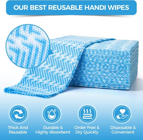 Vista 2 de Handi Wipes - Paños reutilizables, desechables, toallas de limpieza secas, toallitas de cocina reutilizables, paños de secado rápido, multiusos