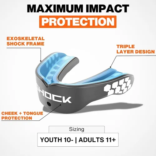 Vista 2 de Shock Doctor Gel Max - Protector bucal, protección resistente y ajuste personalizado, juvenil, frambuesa azul