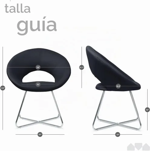Vista 3 de Milliard Silla de cuero circular para sala de estar, cocina, oficina en casa y dormitorio, silla de comedor moderna con patas cromadas (negro)