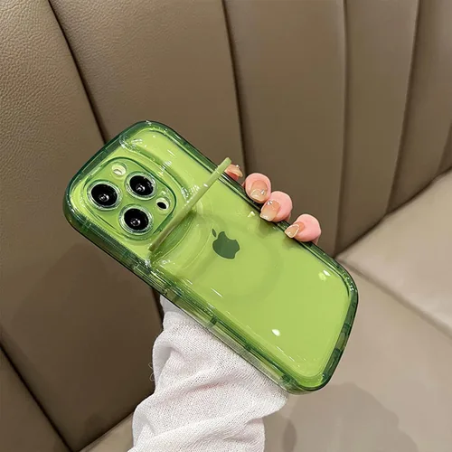 Vista 2 de Ownest Funda compatible con iPhone 14 Pro con función atril transparente, diseño creativo con soporte para cámara para TPU delgada, a prueba de Verde