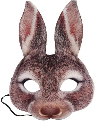 Vista 3 de Máscara de conejo de Pascua, máscara de ojo de conejo de simulación con orejas largas, máscara de media cara, disfraz para carnaval, cumpleaños