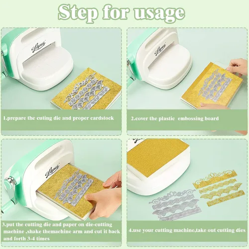 Vista 4 de Patelai 19 piezas troqueladas para hacer tarjetas, encaje de metal, álbumes de recortes, recortes, bordes, plantillas en relieve para manualidades
