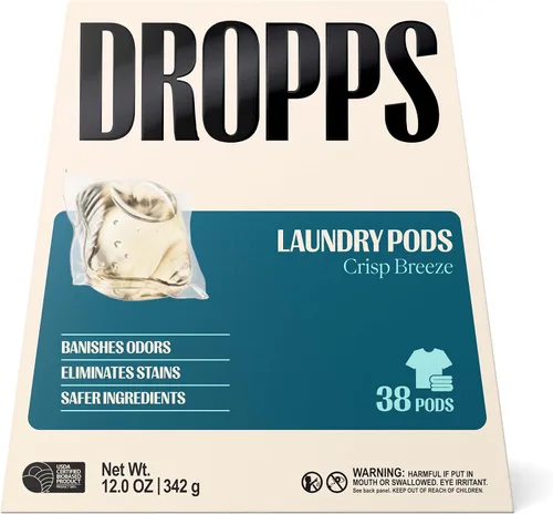 Vista 15 de Dropps Cápsulas de detergente para ropa a base de biológicas Odor & Stain Crisp Breeze HE compatibles con ropa fresca, suministros de jabón