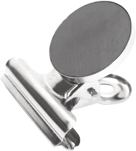 Vista 2 de totalElement Clip Bulldog magnético, para Oficina/ refrigerador, imán de ferrita (set de 24)., Plateado