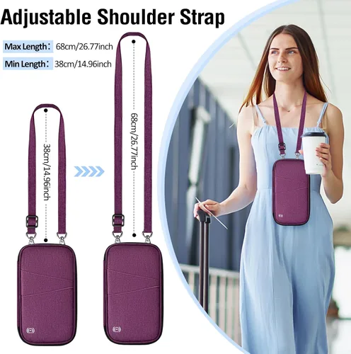 Vista 8 de BKNOOU Soporte para pasaporte familiar con bloqueo Rfid, organizador de documentos de viaje, cartera de pasaporte de viaje, impermeable, soporte