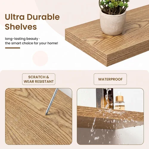 Vista 4 de Marsmiles Estantes flotantes cuadrados para pared, 8 pulgadas de ancho x 8 pulgadas de profundidad x 1.25 pulgadas de alto, paquete de 3 estantes