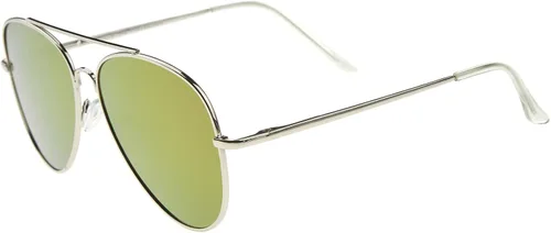 Vista 3 de Lentes de sol grandes de color metálico con lente plana de lágrima, 2.362in