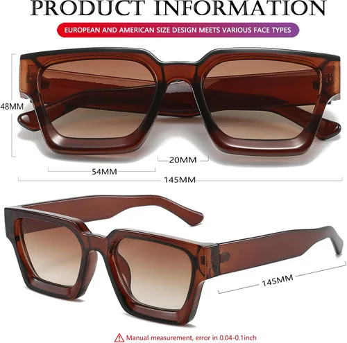 Vista 43 de AIEYEZO Gafas de sol cuadradas para mujeres y hombres, gafas de sol cuadradas con montura gruesa, estilo de diseñador simple
