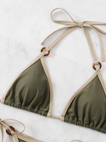 Vista 4 de SHENHE Conjunto de bikini sexy para mujer con anillo triangular corbata traje de baño de 2 piezas
