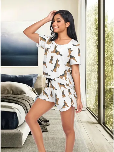 Vista 2 de vvfelixl Conjunto de pijama para mujer, ropa de dormir de Cocker Spaniel Americano, para mujer, talla S