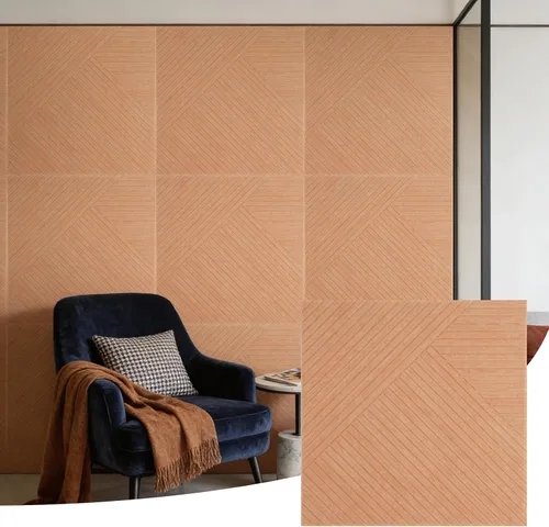 Vista 8 de 6 paneles acústicos de pared, 23.6 x 23.6 pulgadas, paneles autoadhesivos de absorción de sonido, impresión de patrón de madera, panel de pared