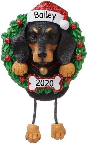 Vista 20 de Adornos de Navidad personalizados para perros 2024 – Corona de perro Beagle Adornos de Navidad para amantes de los perros, adorno de primera Navidad