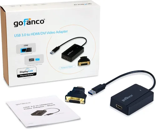 Vista 7 de gofanco Adaptador de gráficos de video USB 3.0 a HDMI para múltiples monitores, hasta 2560 x 1440 para Windows y macOS, chip DisplayLink, incluye