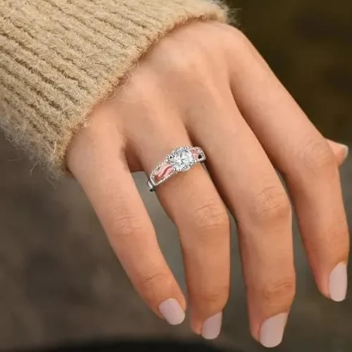 Vista 4 de to My Love, I'll Hold You in My Heart Personalized Circle Wings Memorial Ring, 925 Sterling Silver Fashion Angel Wing Ring, Trendy Delicate Ring