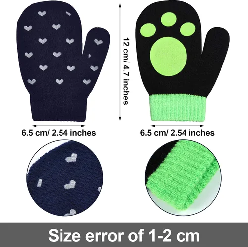 Vista 2 de SATINIOR 12 pares de manoplas elásticas mágicas para niños pequeños, unisex, guantes de punto para Navidad, Multicolorido