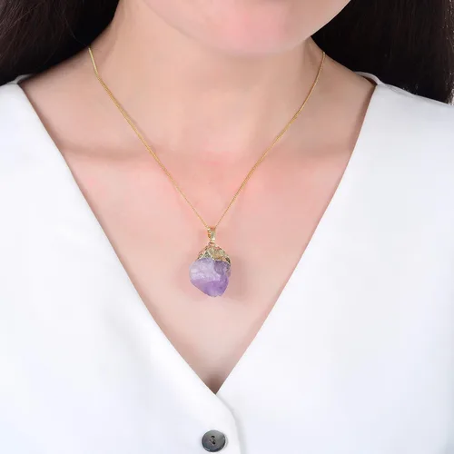 Vista 4 de Collar de plata de ley auténtica con piedras preciosas de amatista y citrino de 18.0in con cristales curativos y piedras de chakra para mujeres