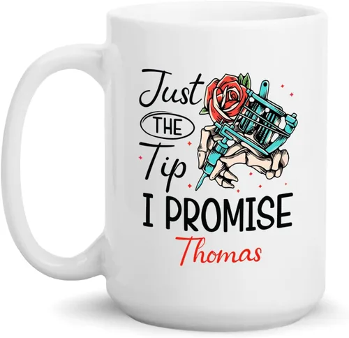 Vista 11 de Taza de artista de tatuaje floral, taza de café personalizada para tatuajes, taza de tatuaje personalizada con nombre regalo para amantes