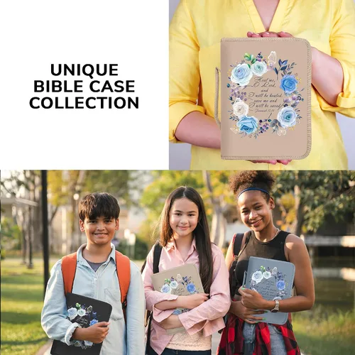 Vista 31 de DEHITE Funda para la Biblia para mujer, bolsas de transporte de la Biblia, tamaños medianos y grandes, ranuras para bolígrafos, tela de primera