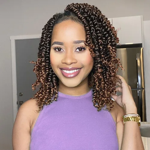 Vista 30 de Fulcrum Pelo de ganchillo Passion Twist de 8 pulgadas, 9 paquetes de cabello pretrenzado y prerrizado para mujeres negras (8 pulgadas