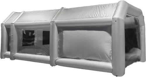 Vista 4 de Cabina de pulverización inflable con filtro de aire de 26 x 15 x 10 pies, cabina de pintura para coche, cabina de pintura portátil, estación