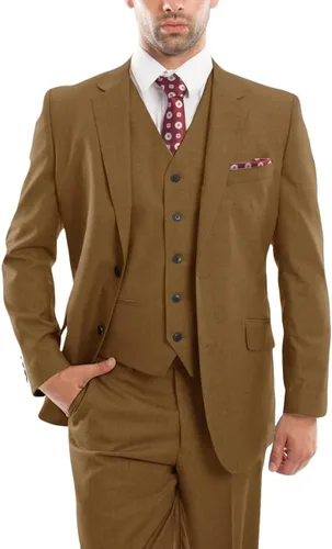 Vista 8 de Traje ajustado de 3 piezas para hombre, chaqueta de 2 botones para hombre, chaleco y pantalones para boda, graduación, negocios formales