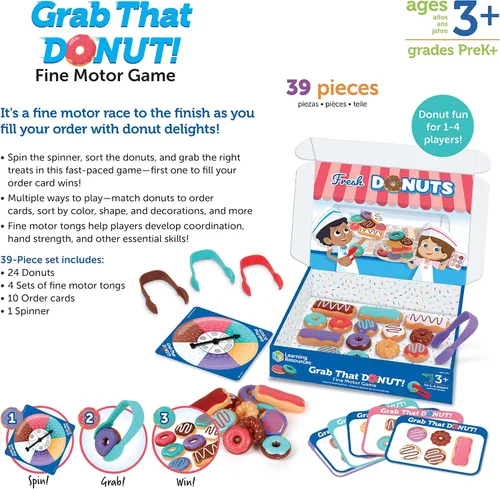 Vista 6 de Learning Resources Juego de motricidad fina para niños pequeños, juguetes de panadería, juegos de mesa, clasificación de colores, regalos para niños
