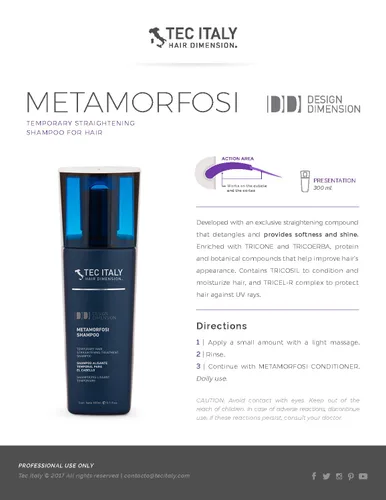 Vista 2 de Tec Italy Paquete alisador: Champú Metamorfosi, acondicionador, tratamiento sin enjuague - 30.3 onzas líquidas, sin parabenos, para cabello rizado