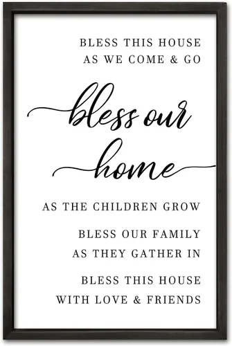 Vista 16 de comurdyo Bless This Home Decoración de Pared 16" × 11" Moderno Rústico Casa de Campo Inspirador Bendición Dulce Familia Cita Cartel
