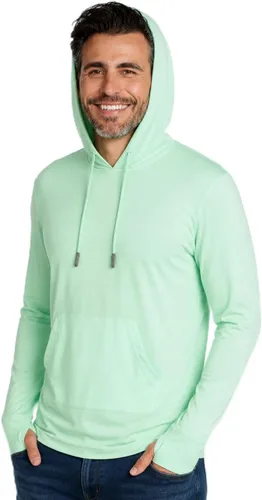 Vista 15 de INGEAR Sudadera con capucha UPF 50+ para hombre, ligera, con protección UV, de secado rápido, absorbe la humedad, con bolsillo Negro