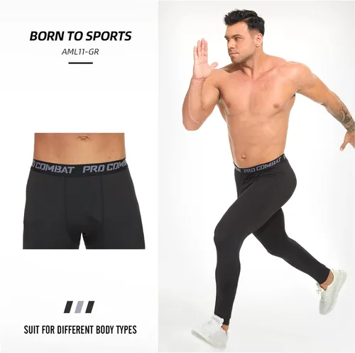 Vista 4 de SS COLOR FISH Paquete de 3 pantalones de compresión para hombre, atléticos, capa base, leggings de entrenamiento, mallas para correr para hombre