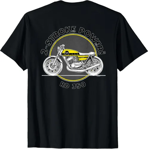 Vista 3 de Retro RD-350 Cafe Racer - Camiseta de dibujo para motocicleta