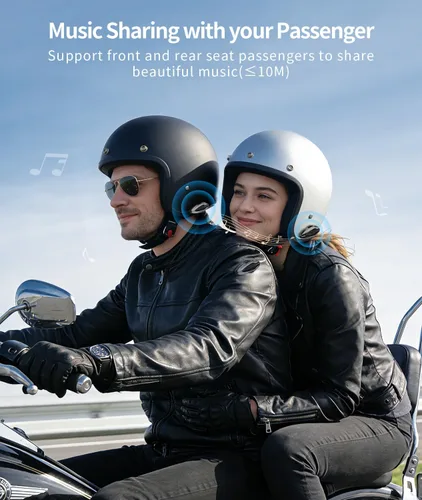 Vista 8 de JESIMAIK Auriculares Bluetooth para casco de motocicleta, sistema de comunicación de casco de malla para 10 jinetes, soporte magnético antirrobo