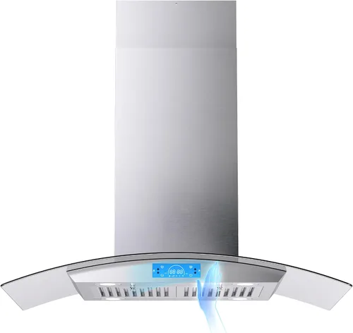Vista 10 de FIREGAS Campana extractora negra para isla de 30 pulgadas, campana extractora de cocina para isla de 700 CFM con control táctil y por gestos