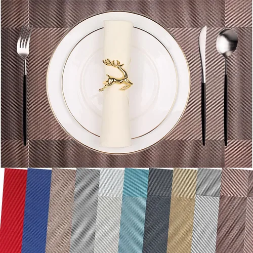 Vista 37 de Manteles individuales de vinilo resistentes al calor, lavables, fáciles de limpiar, manteles individuales de plástico para cocina, mesa de comedor