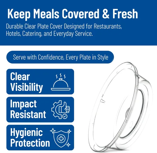 Vista 3 de Carlisle FoodService Products Cubierta plástica comercial de la placa, 8-11/16" a 9-1/8", transparente, grande