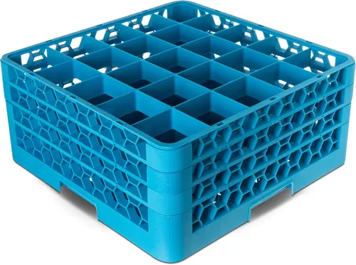Vista 12 de Carlisle FoodService Products OptiClean Estante de Plástico con 25 Compartimentos para Vasos Divididos, Azul, 8.72