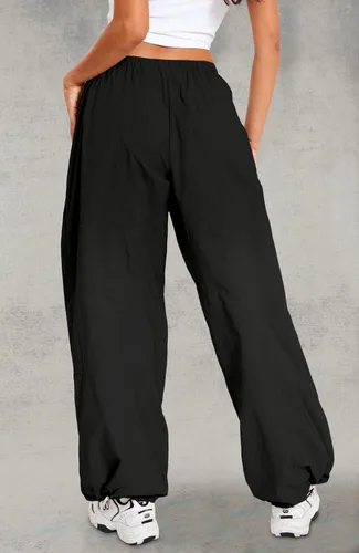 Vista 3 de Waitfairy Pantalones de paracaídas para mujer, pantalones cargo holgados con bolsillos