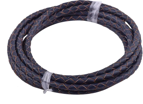 Vista 30 de 2 yardas 8.0mm Cordón redondo de cuero trenzado auténtico marrón antiguo para corbata de bolo
