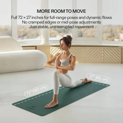 Vista 6 de Esterilla de yoga premium – Agarre de poliuretano antideslizante activado por el sudor I Base de goma natural I 0.157 in para yoga, pilates