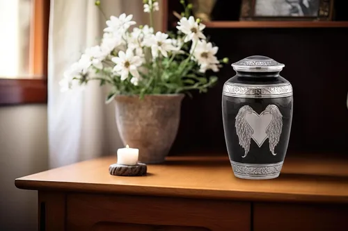 Vista 4 de Urna de alas de ángel, alas de ángel amorosas y urna de cremación de corazón, urnas para adultos bellamente hechas a mano para hombres y mujeres