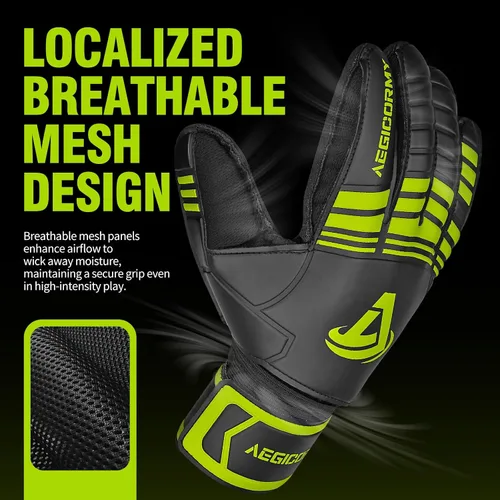 Vista 4 de Guantes de portero de fútbol con protección para los dedos para prevenir lesiones, agarre fuerte para enfrentamientos difíciles, guantes de portero