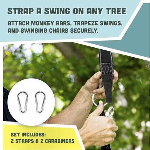 Vista 2 de Squirrel Products Dos correas de nailon para colgar columpios para árboles, 10 pies cada una